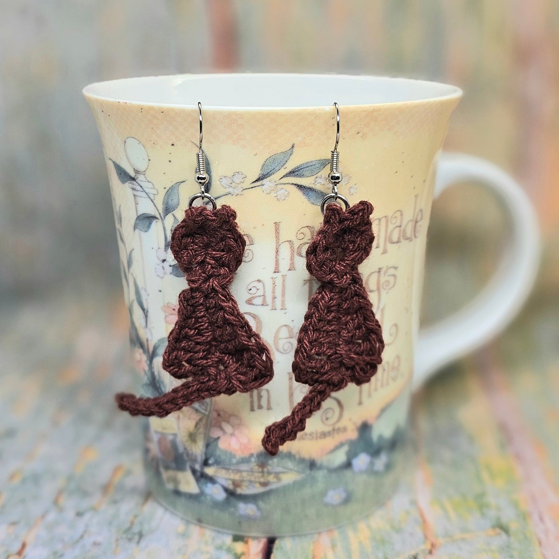 Crocheted Cat Earrings