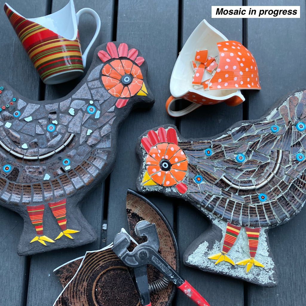 Mosaic Chicken - Upcycled Garden Art