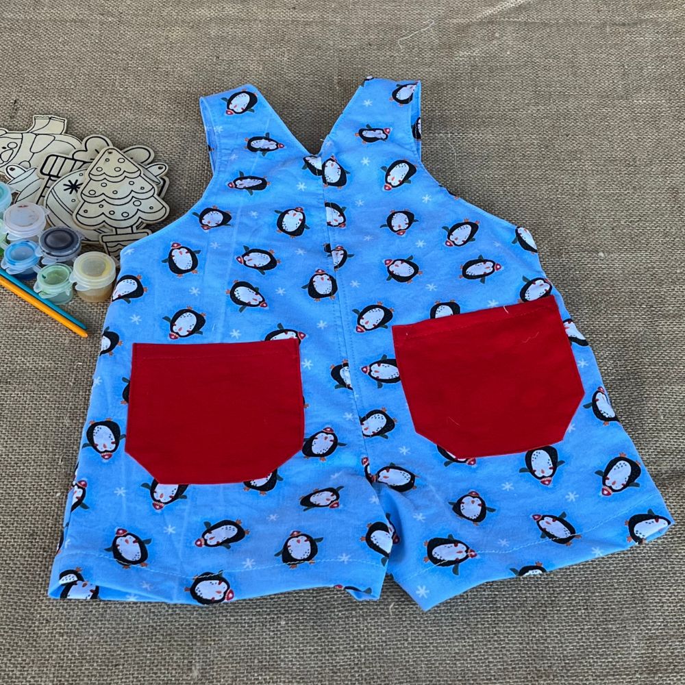 Christmas baby overalls/shorts | dungarees | Penguins
