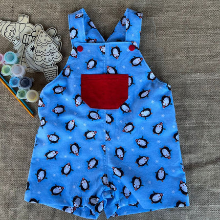Christmas baby overalls/shorts | dungarees | Penguins