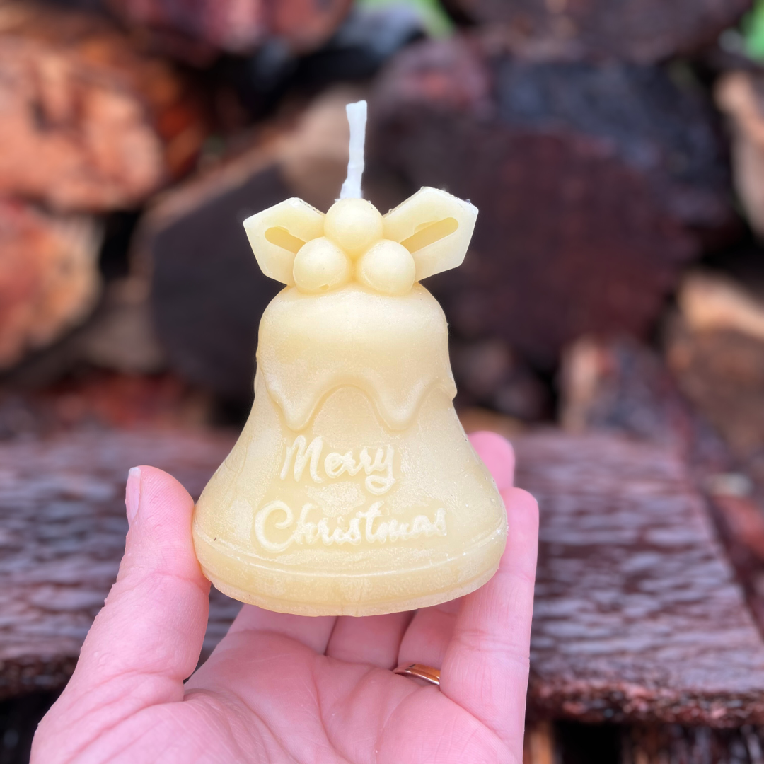 Christmas Pudding Bell Beeswax Candle