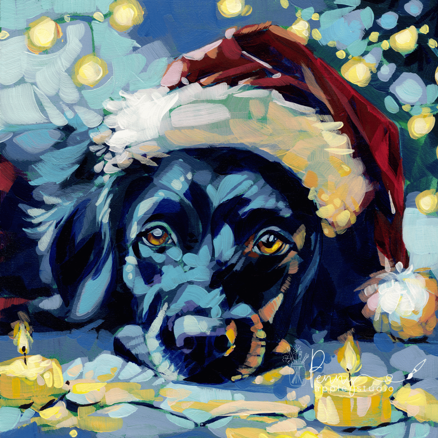 Christmas Labrador Greeting Card – Bold Puppy Dog Art