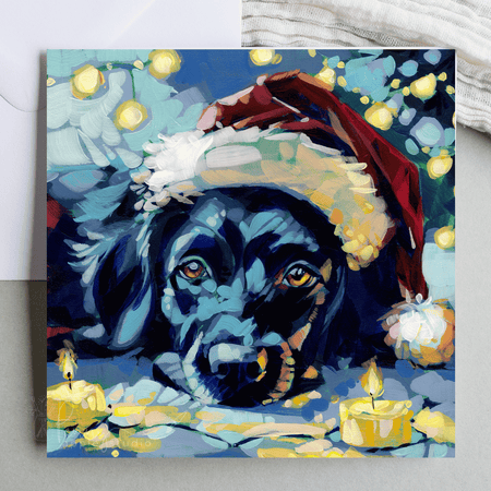 Christmas Labrador Greeting Card – Bold Puppy Dog Art