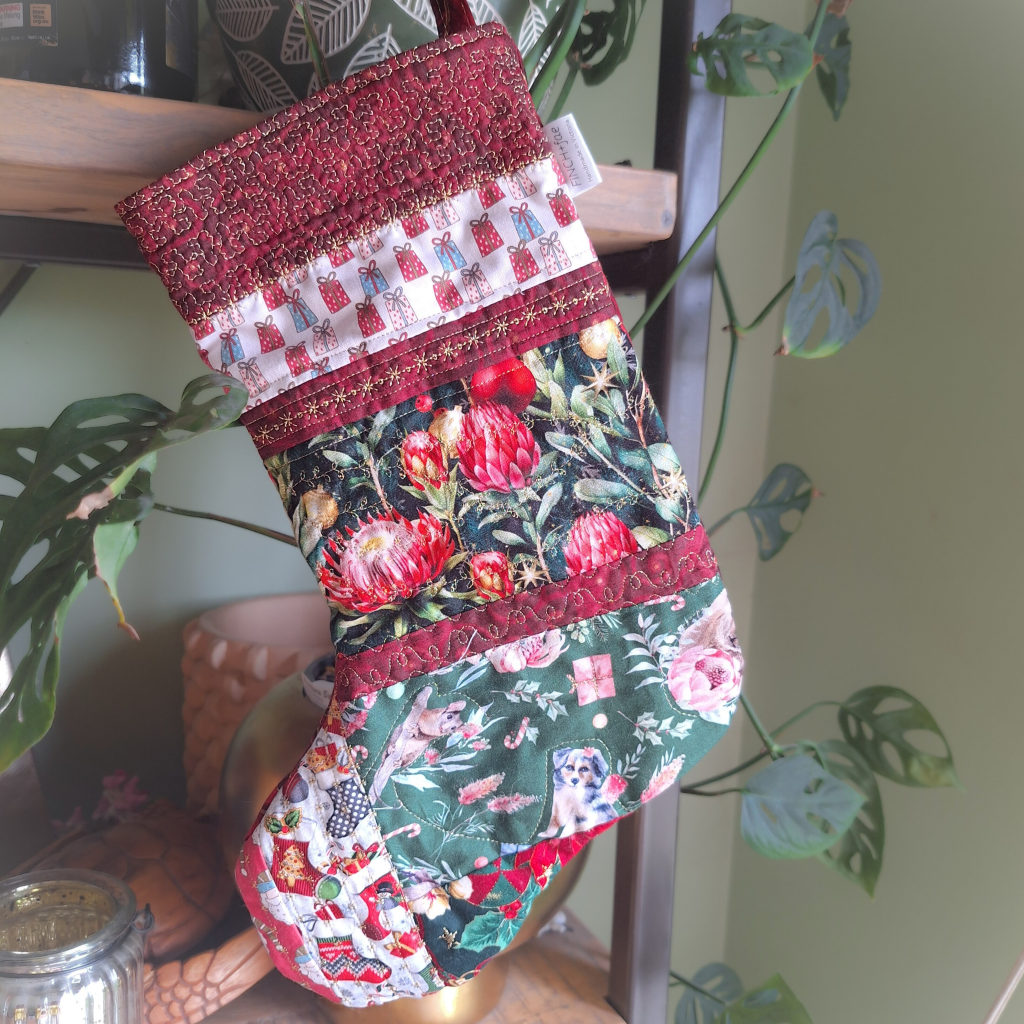 One-of-a-kind Aussie-themed Handmade Quilted Christmas Stocking