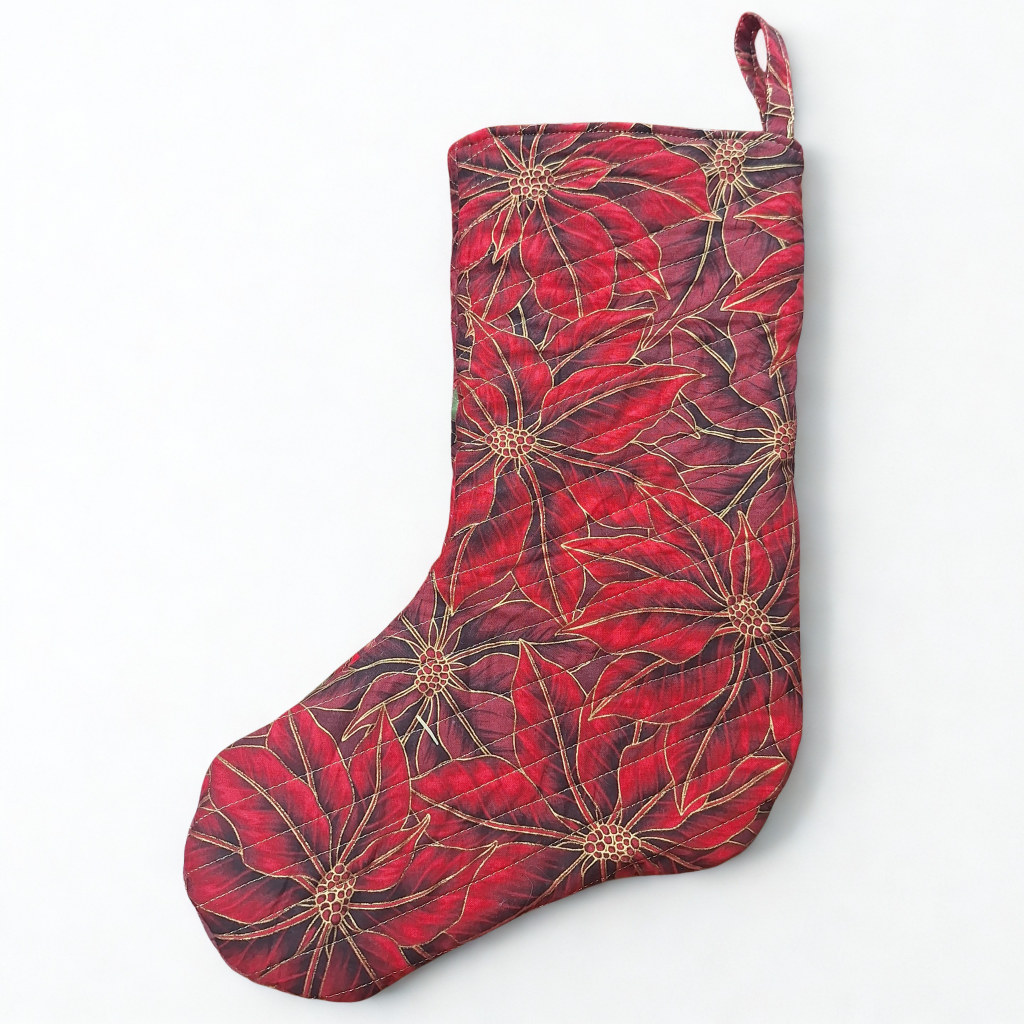 Unique Handmade Quilted Christmas Stocking Red