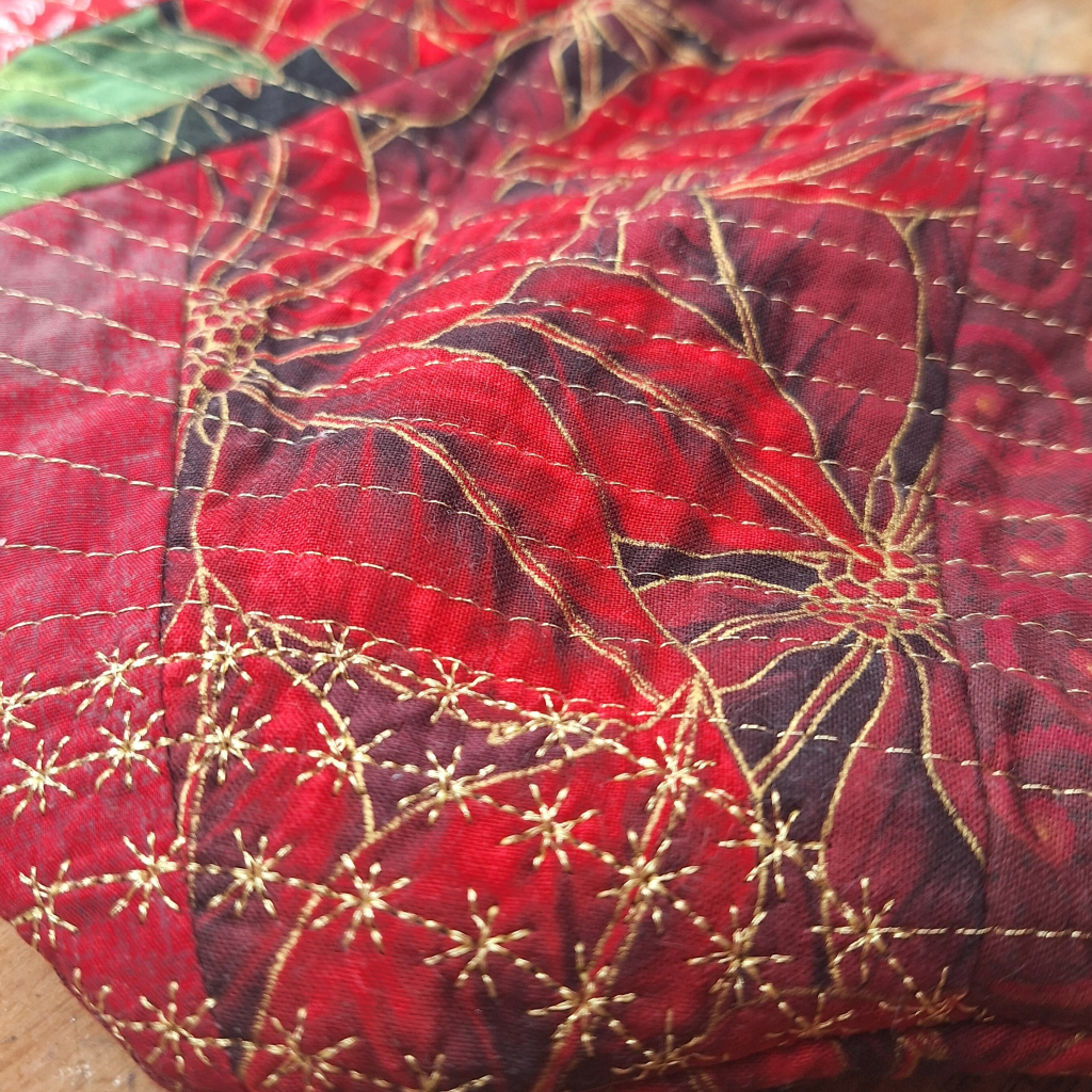 Unique Handmade Quilted Christmas Stocking Red