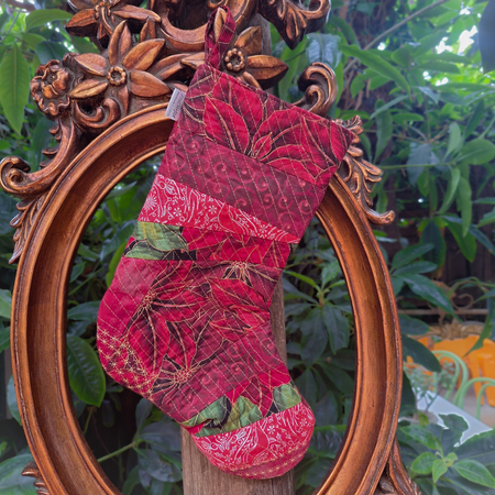Unique Handmade Quilted Christmas Stocking Red