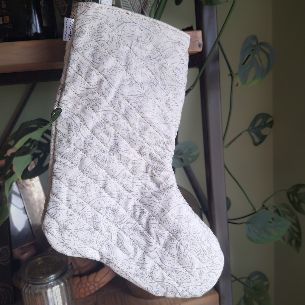 Unique Quilted and Handmade White-Toned Christmas Stocking