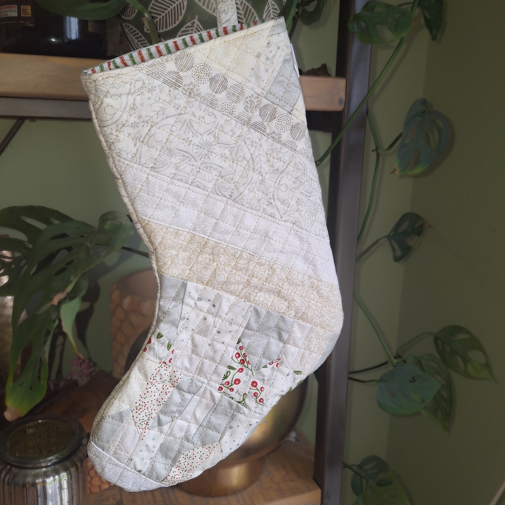 Unique Quilted and Handmade White-Toned Christmas Stocking