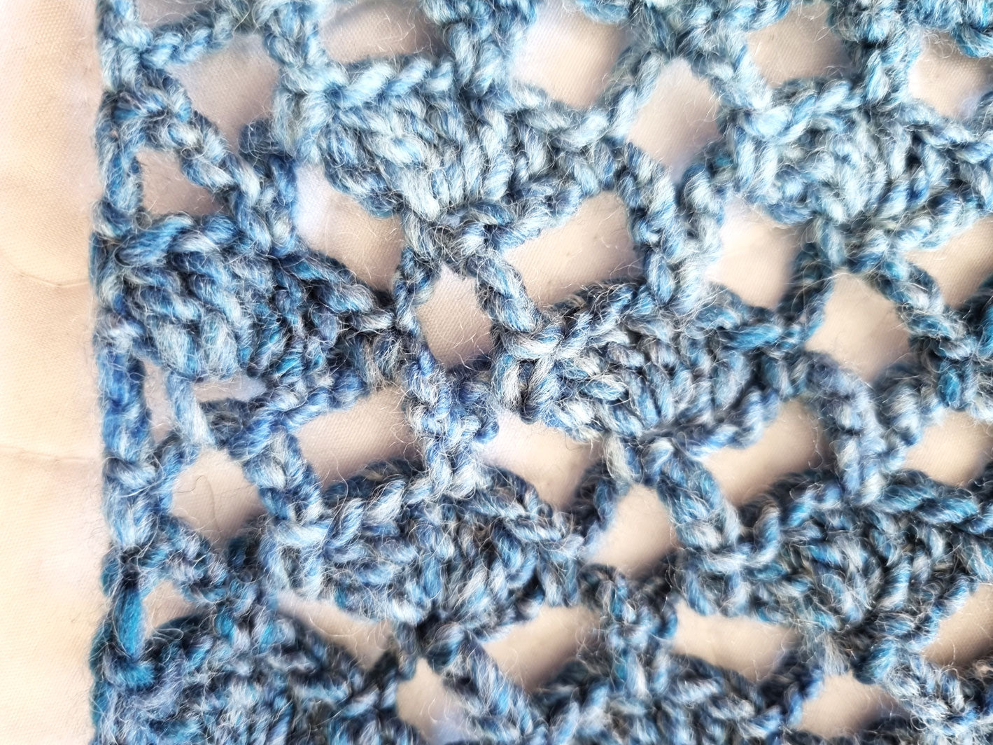 Hand-crocheted Scarf in Blue Denim
