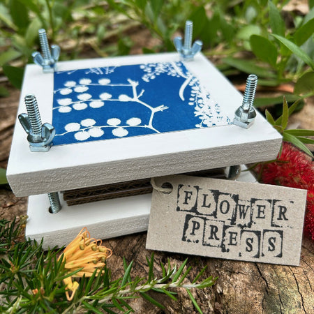 Small Flower Press decorated with native wattle art, diy flower pressing