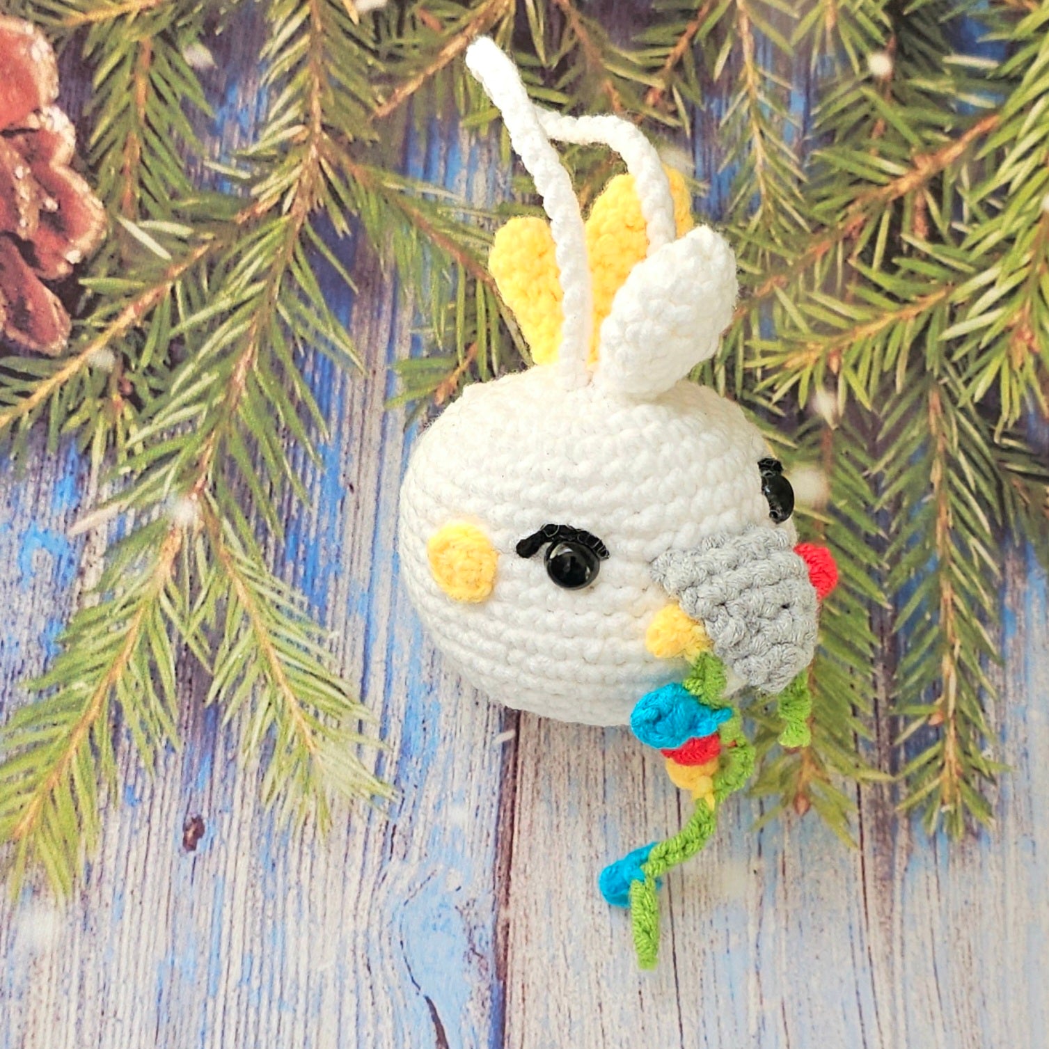 Crocheted Heirloom Aussie Native Animal Christmas Decoration - COCKATOO