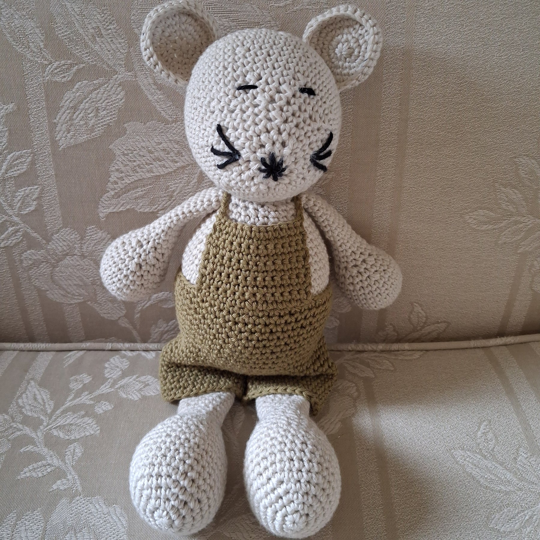 Handmade Crochet Toy Mouse - 100% Cotton