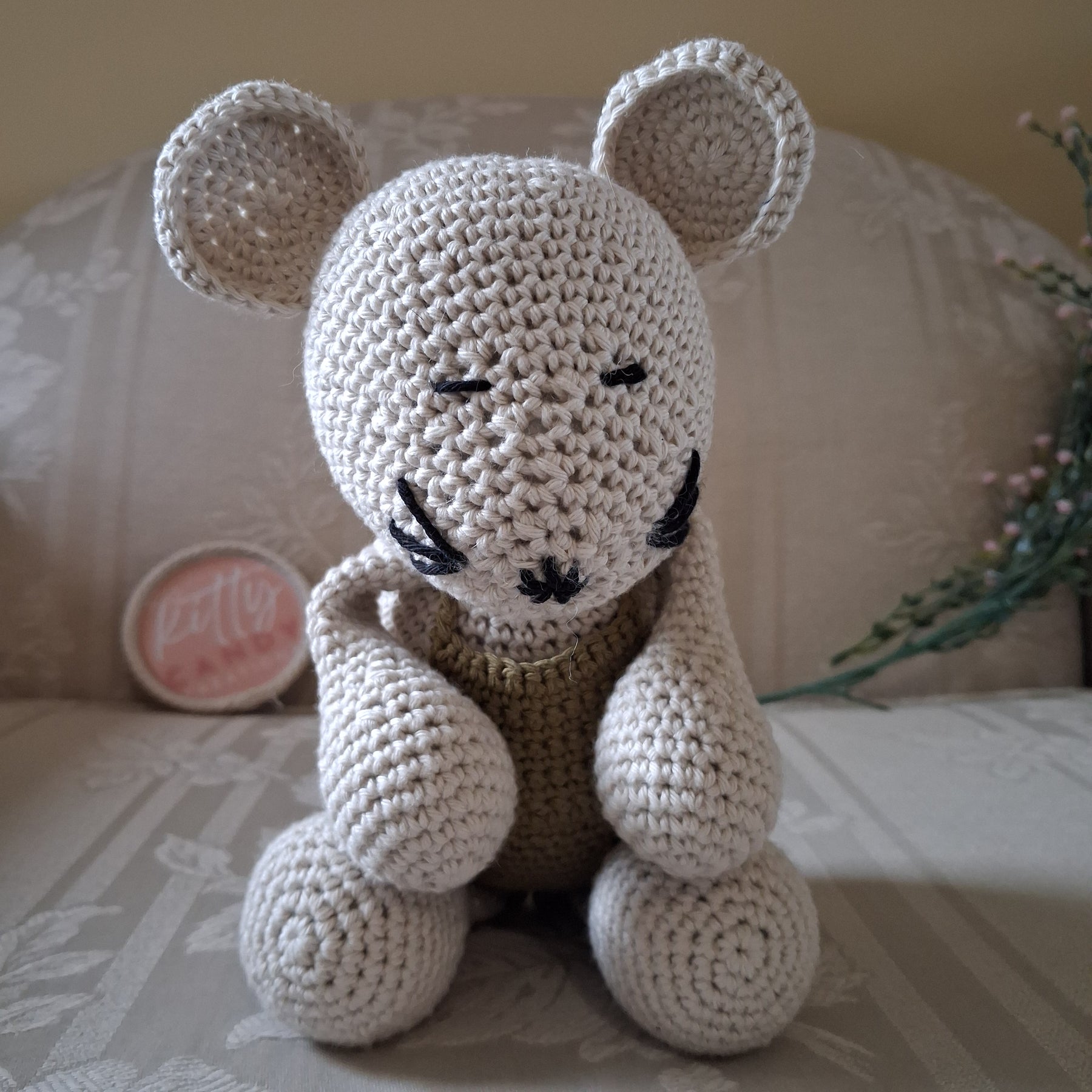 Handmade Crochet Toy Mouse - 100% Cotton