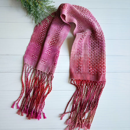 Handwoven and hand dyed scarf - tencel - pink