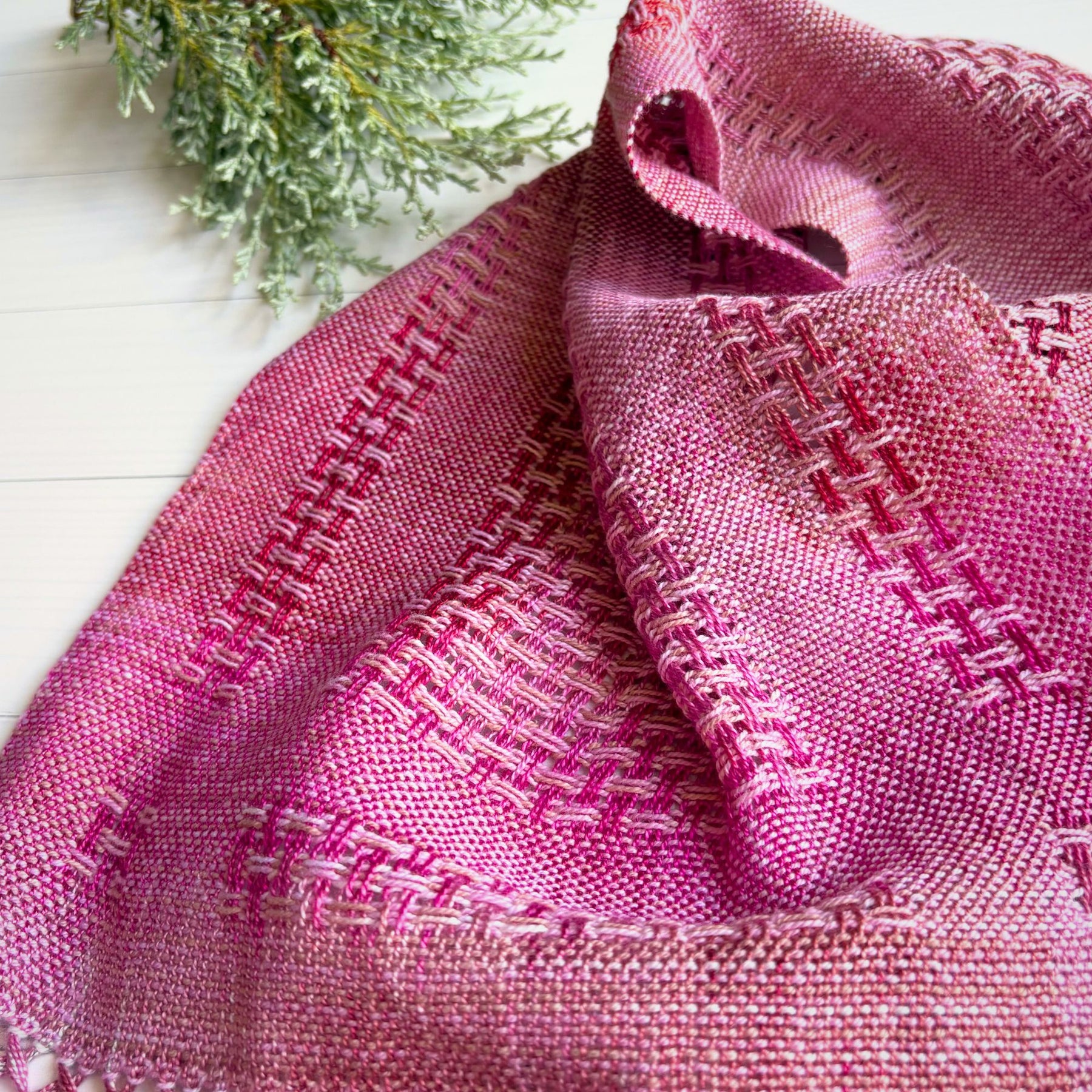 Handwoven and hand dyed scarf - tencel - pink