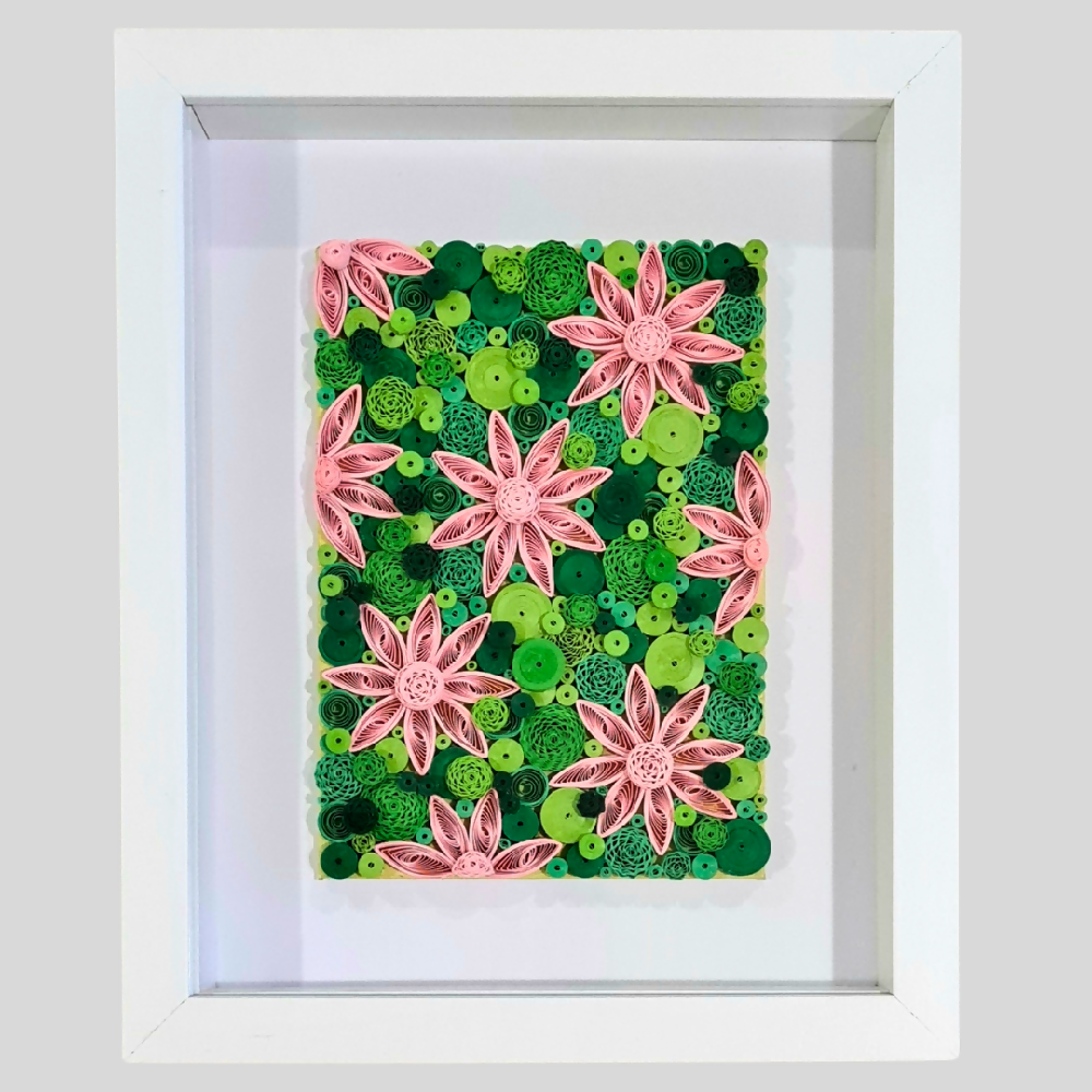 Wall Art - Quilled pink floral abstract