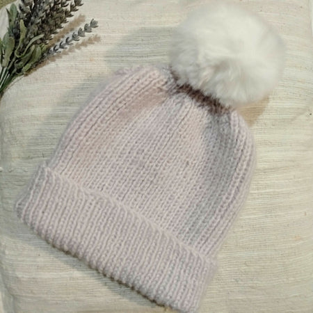 Small Knitted Beanie with PomPom
