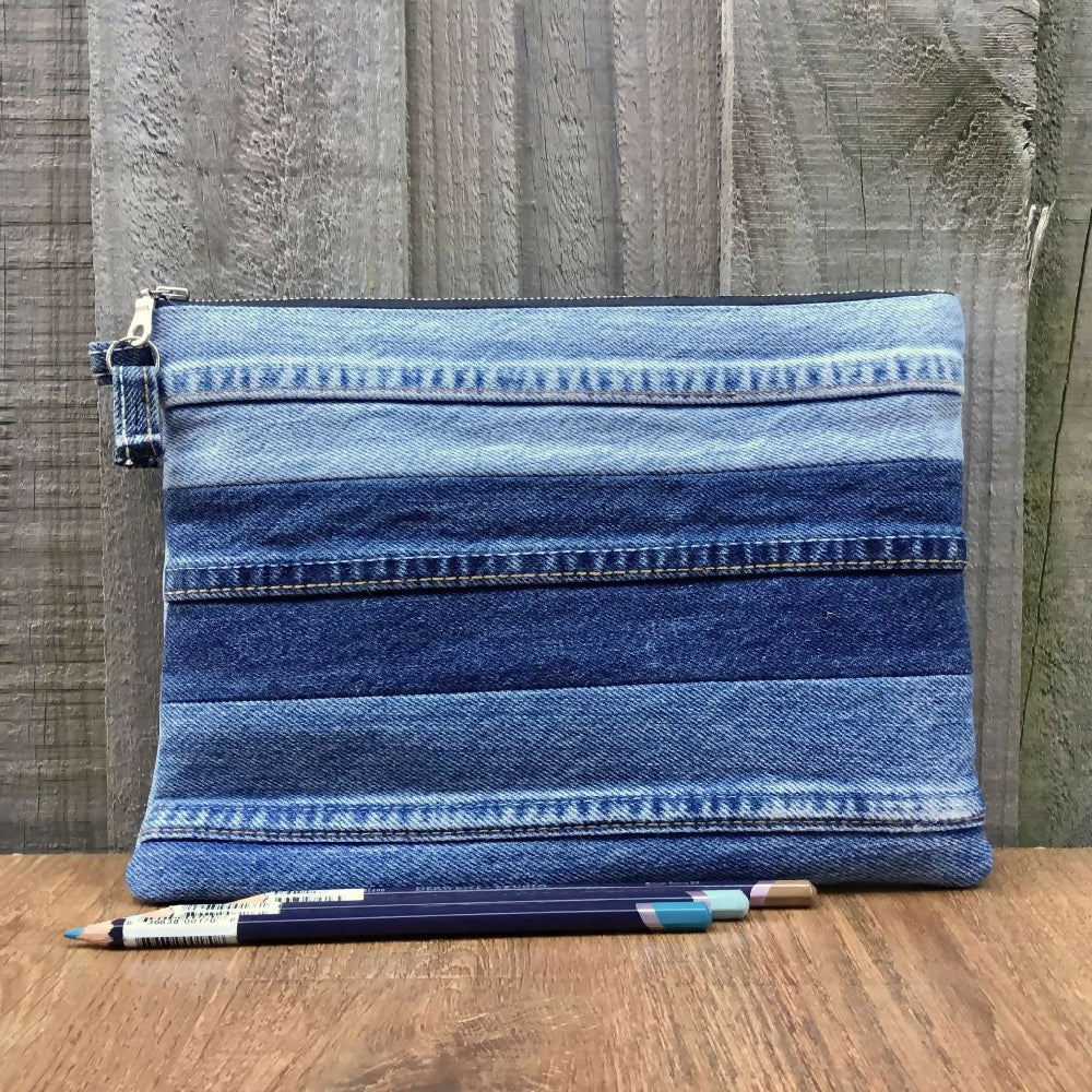 Upcycled Denim Pencil Case - Leg Seams