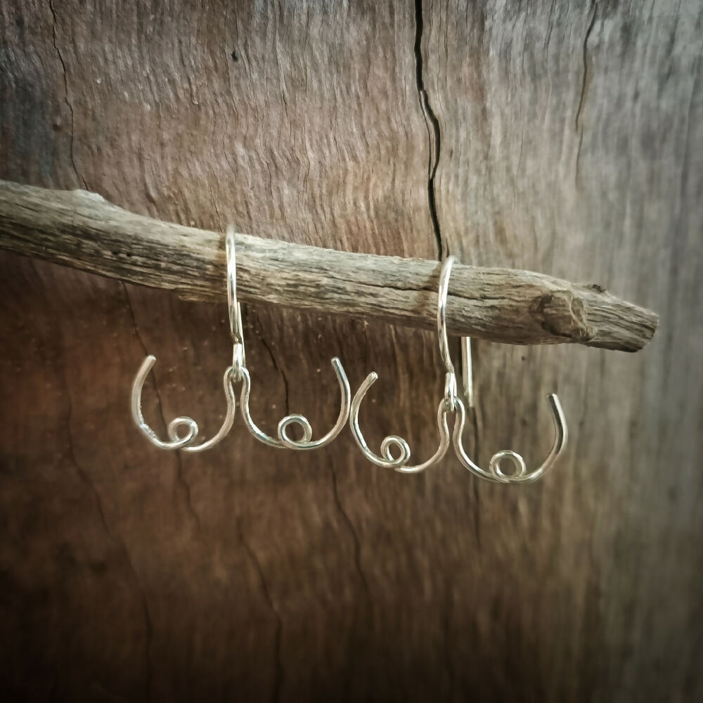 boobies silver handmade earrings