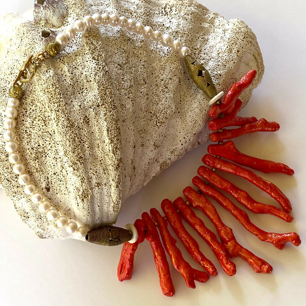 Coral and Pearl Necklace