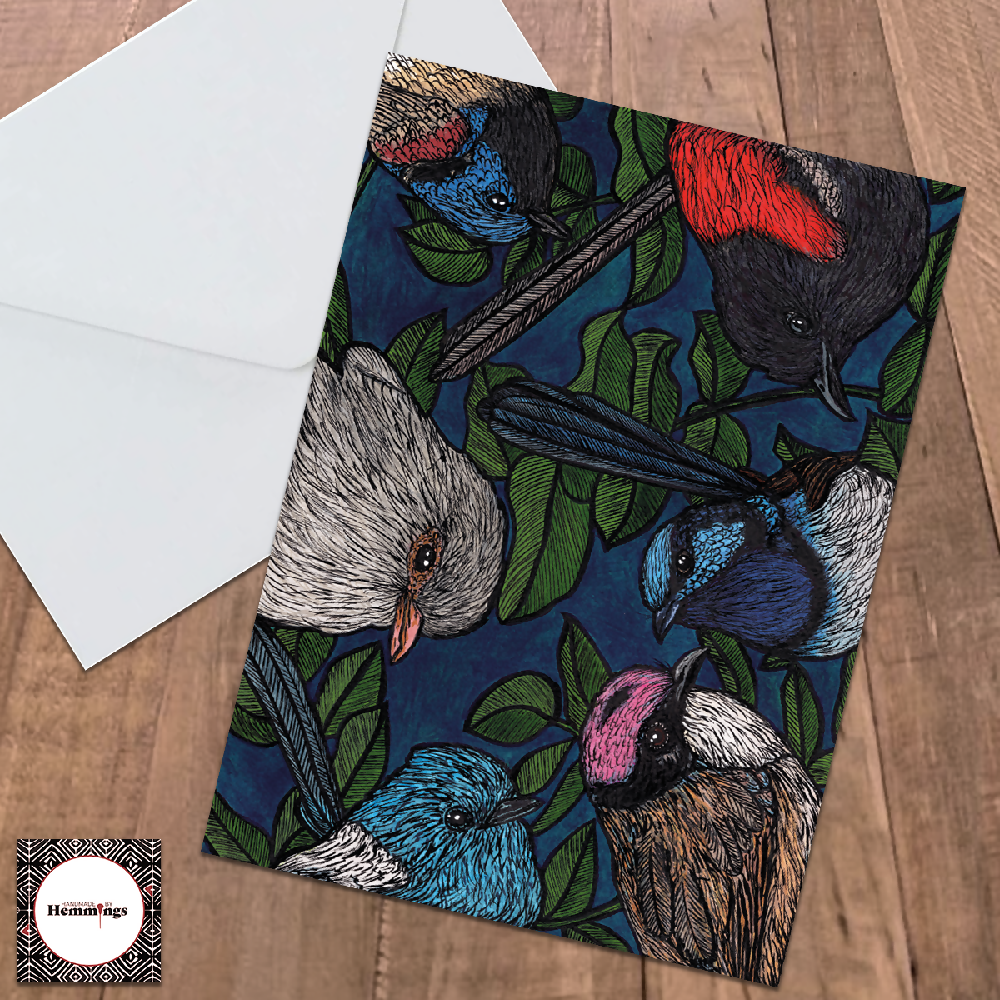 Bundle 5 Australian Bird Collage Greeting Cards with Envelopes
