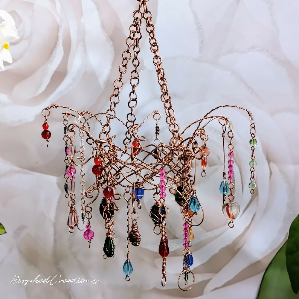 whimsy natural copper beaded suncatcher multi-coloured glass bead 1