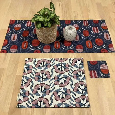 handmade Australian native reversible - gum blossoms & banksia