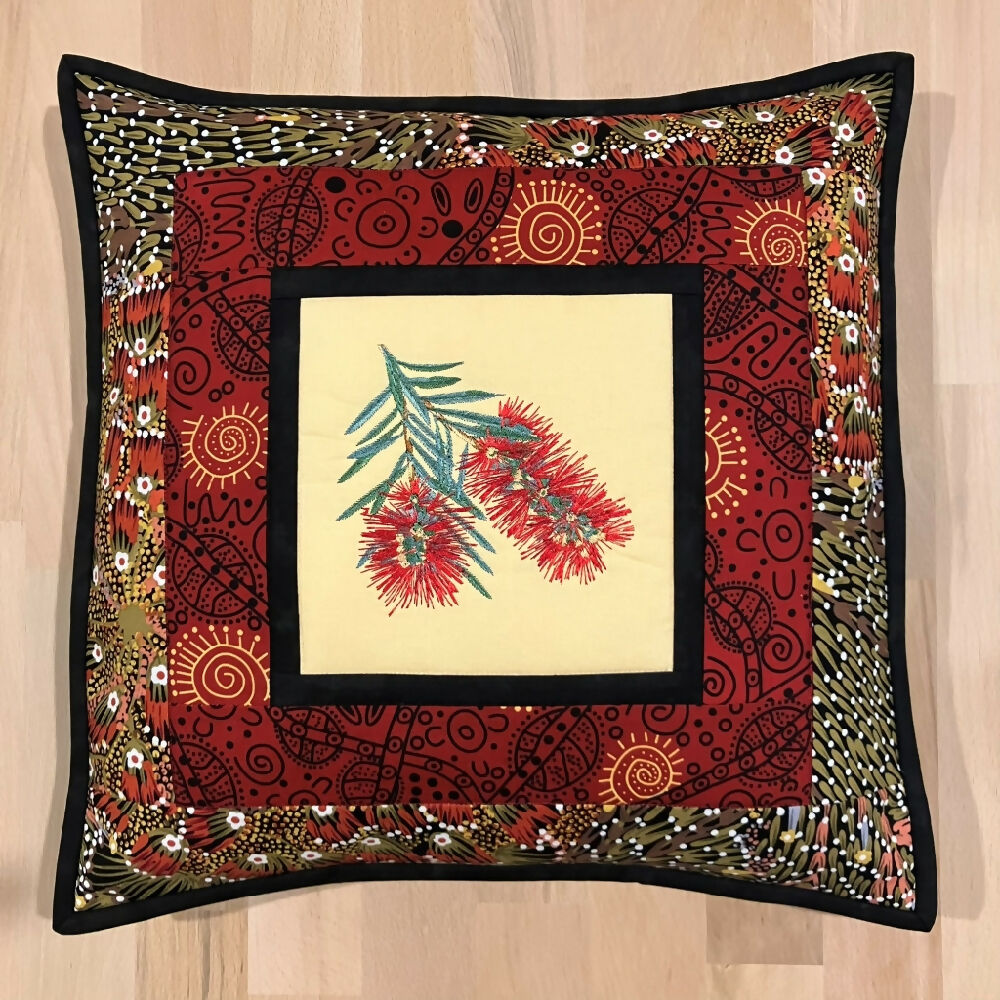 handmade Australian native quilted - bottlebrush