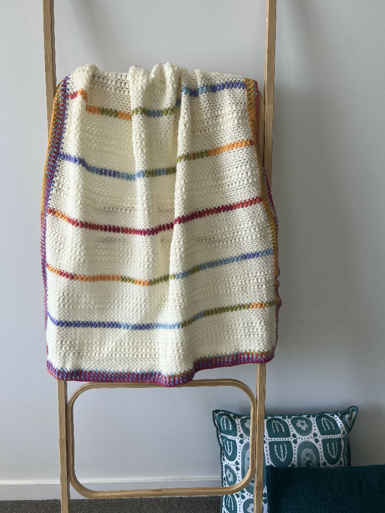 Blanket | Handmade Crochet | Cream and Rainbows