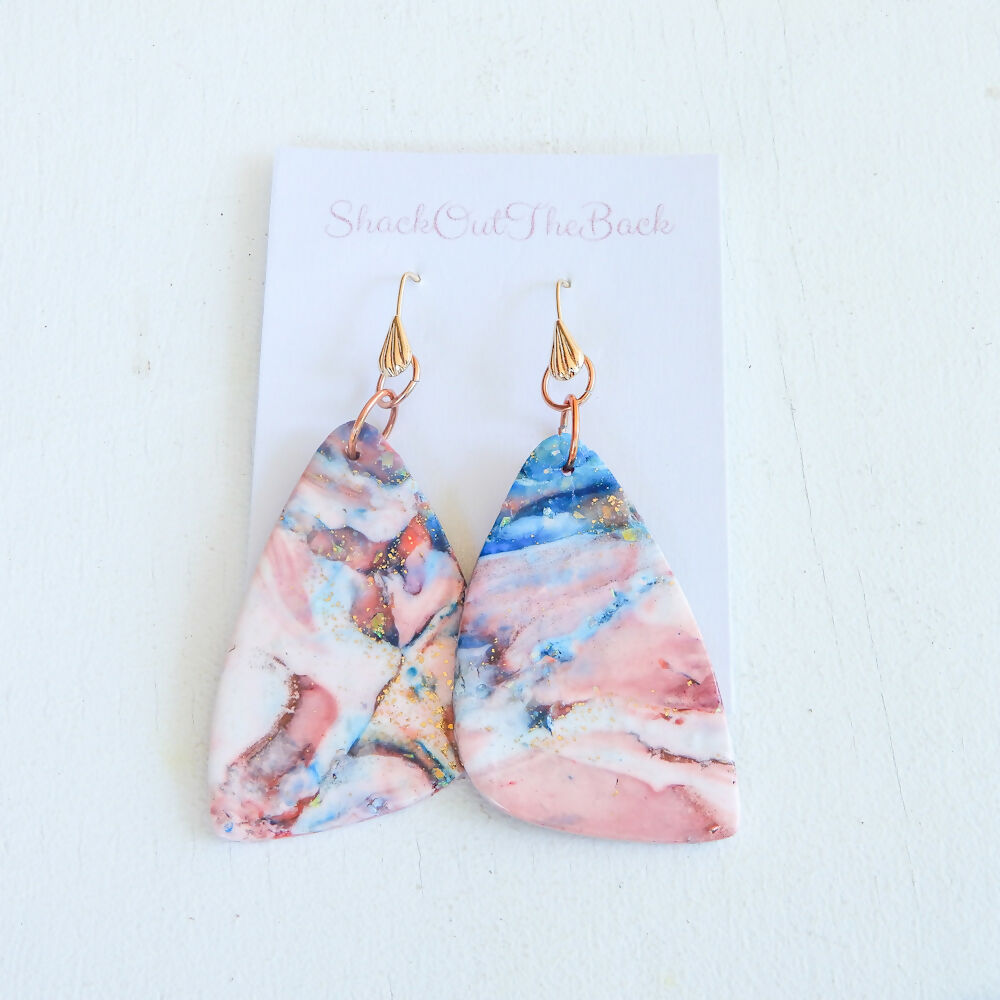 Pink & Blue Polymer Clay Earrings "Desiree"