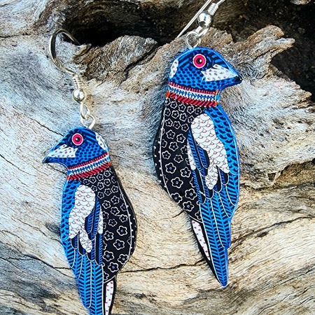 Sterling silver Australian magpie earrings