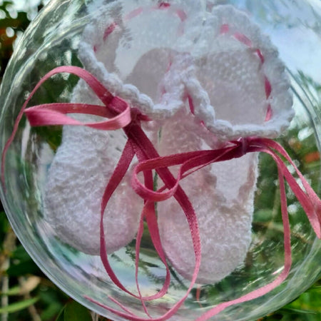 Handmade Heirloom Crochet Baby booties in bauble