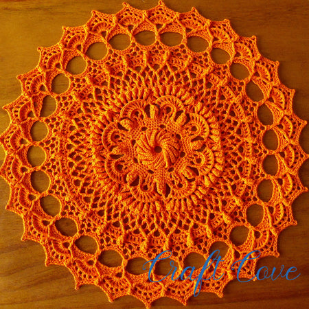 Modern orange crochet textured doily