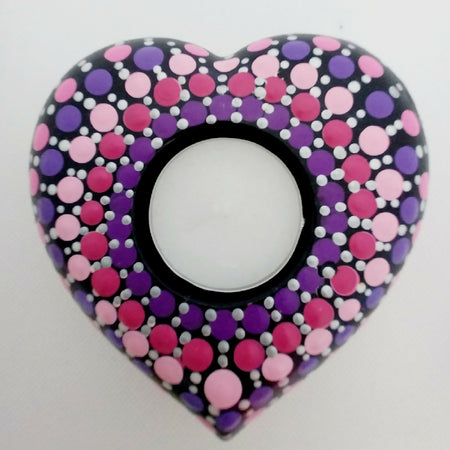 Pink and Purple Heart Tealight Candle Holder