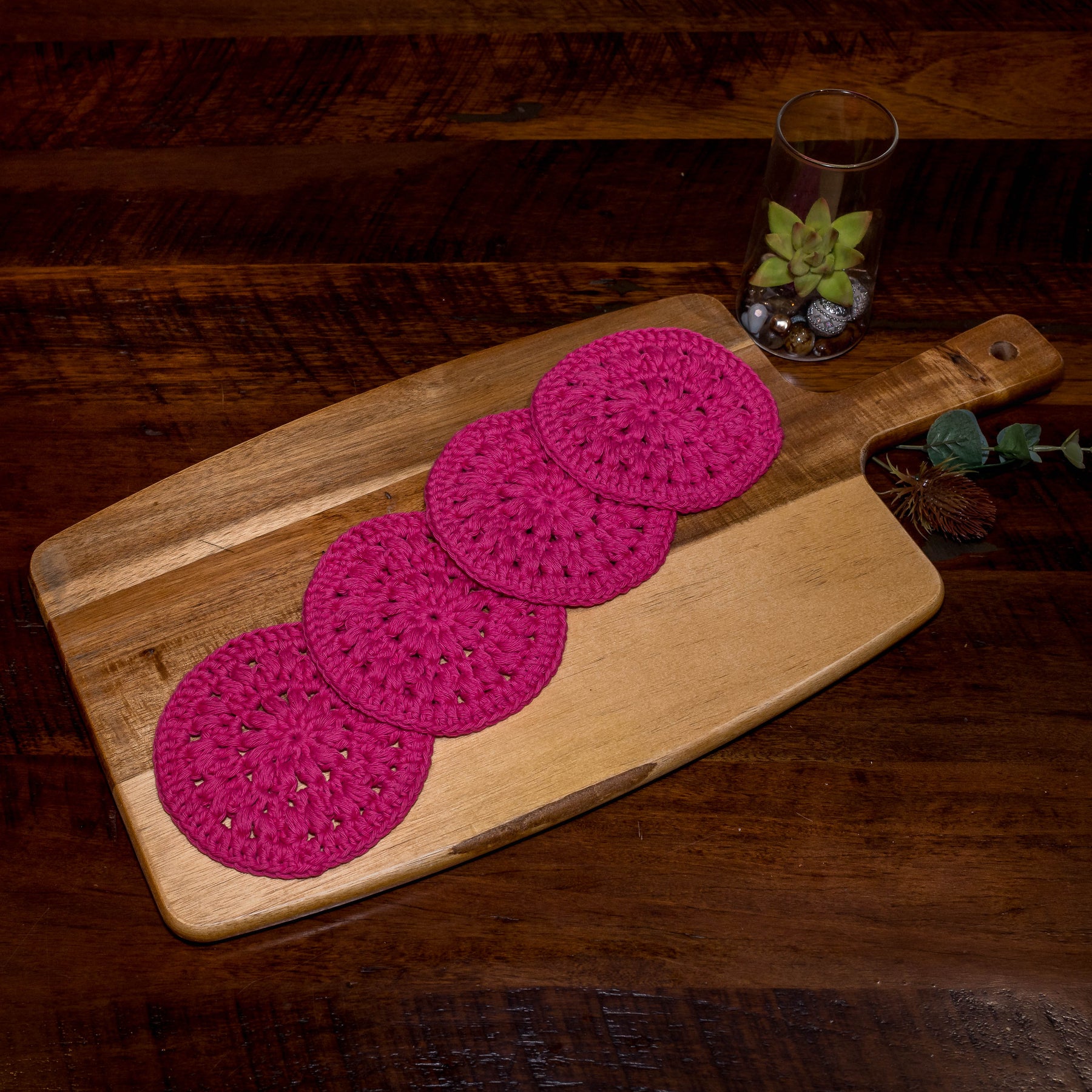 Organic Cotton Crocheted Coasters - Set of 4