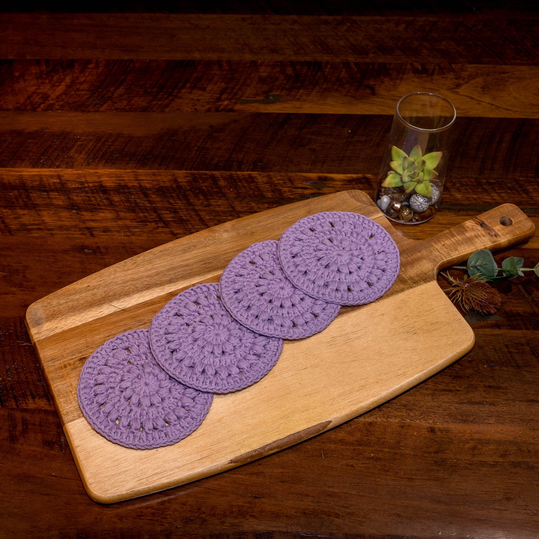 Organic Cotton Crocheted Coasters - Set of 4
