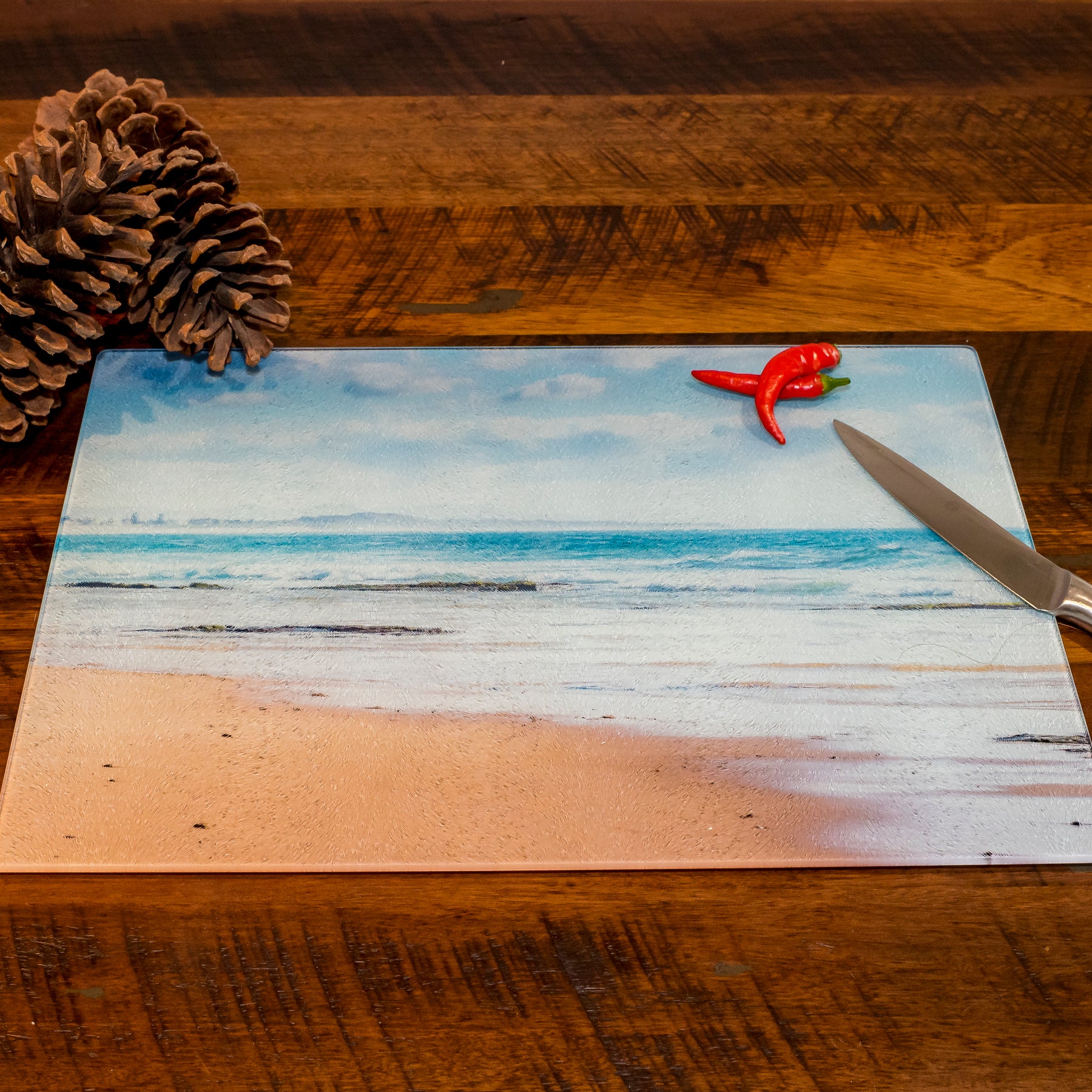 Seascape Chopping Board - Tempered Glass