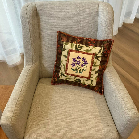 handmade Australian native quilted - royal bluebell & cooktown orchid