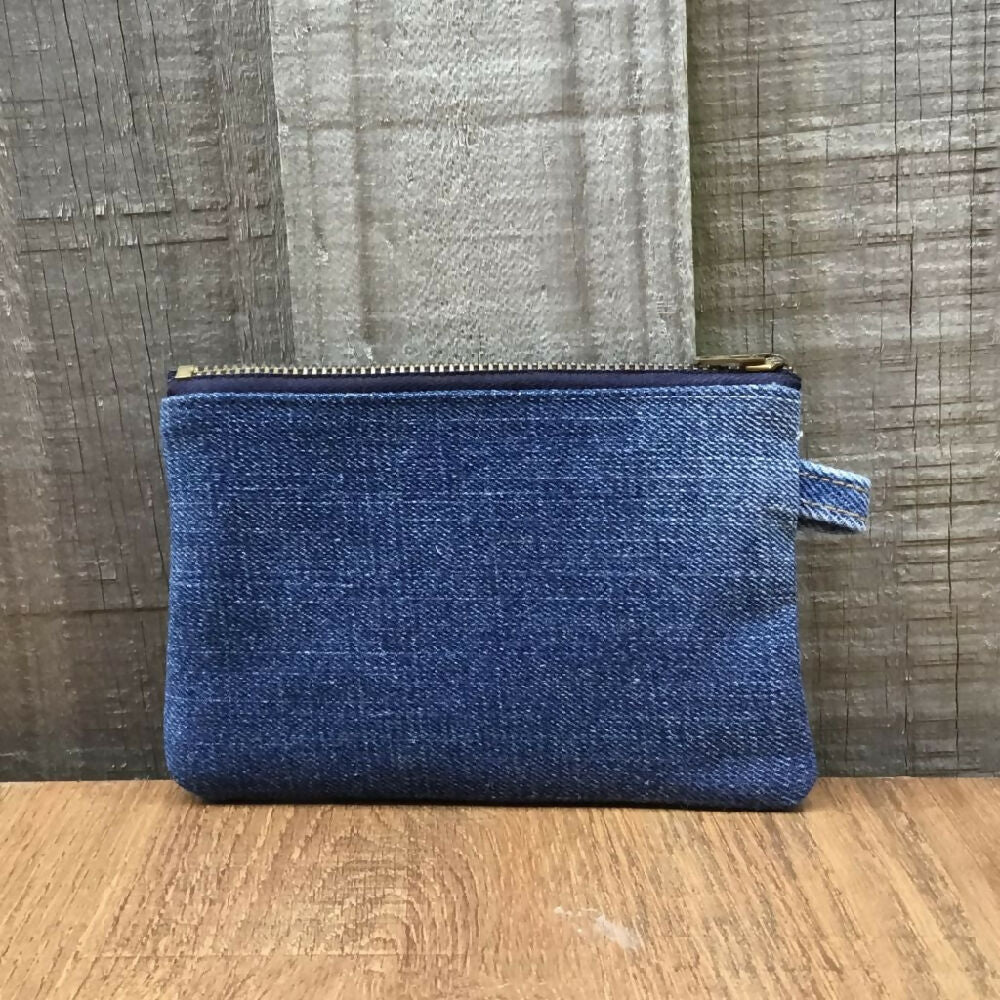 Upcycled Denim Front Pocket Purse - Denim Star