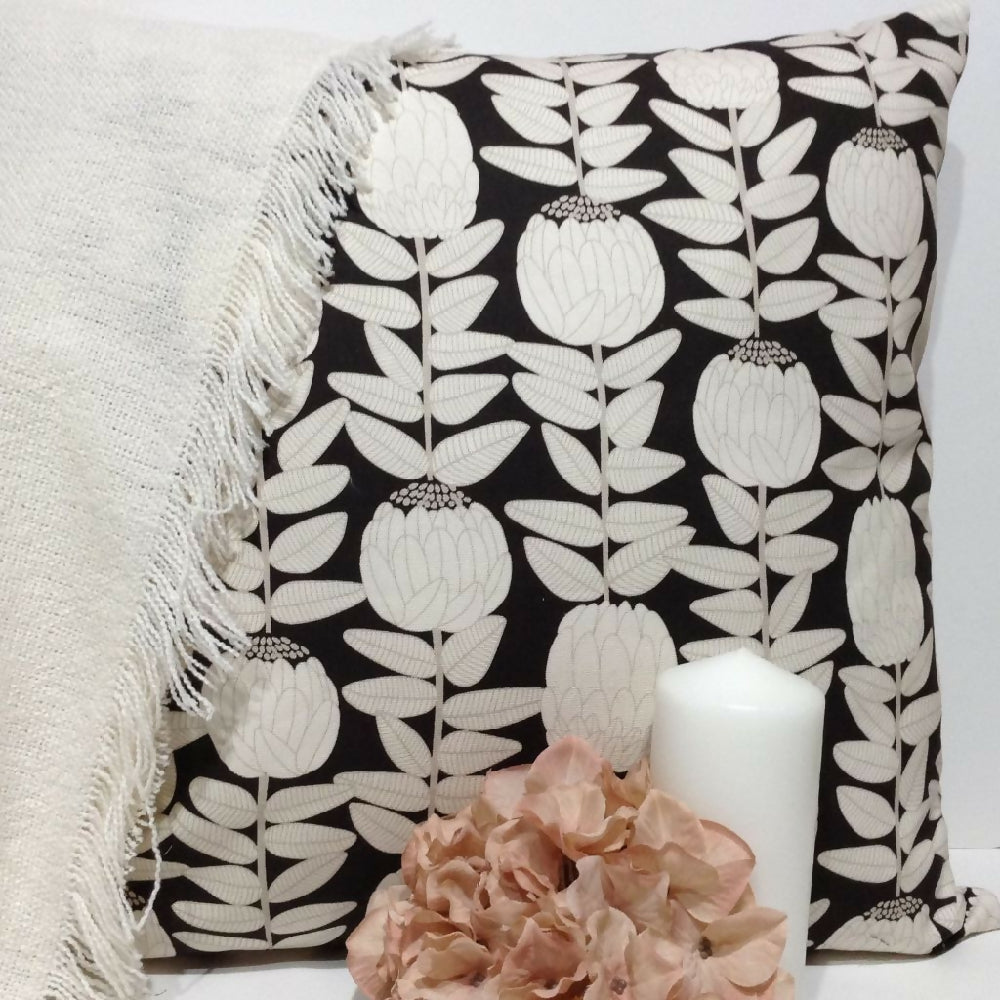 Beige native floral cushion cover-45x45cm