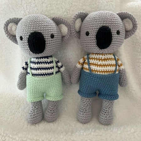 Crochet Koala in overalls soft toy