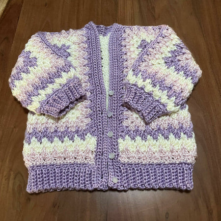 Crochet hexi cardigan pastel pink and purple