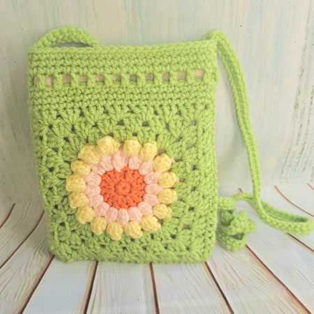 Crocheted Sunflower crossbody bag