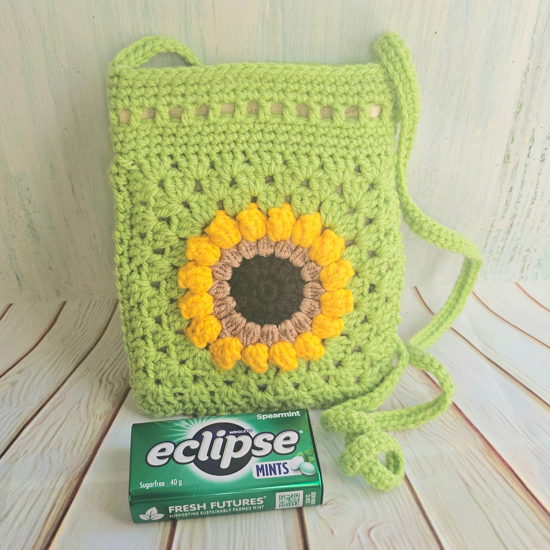 Crocheted Sunflower crossbody bag
