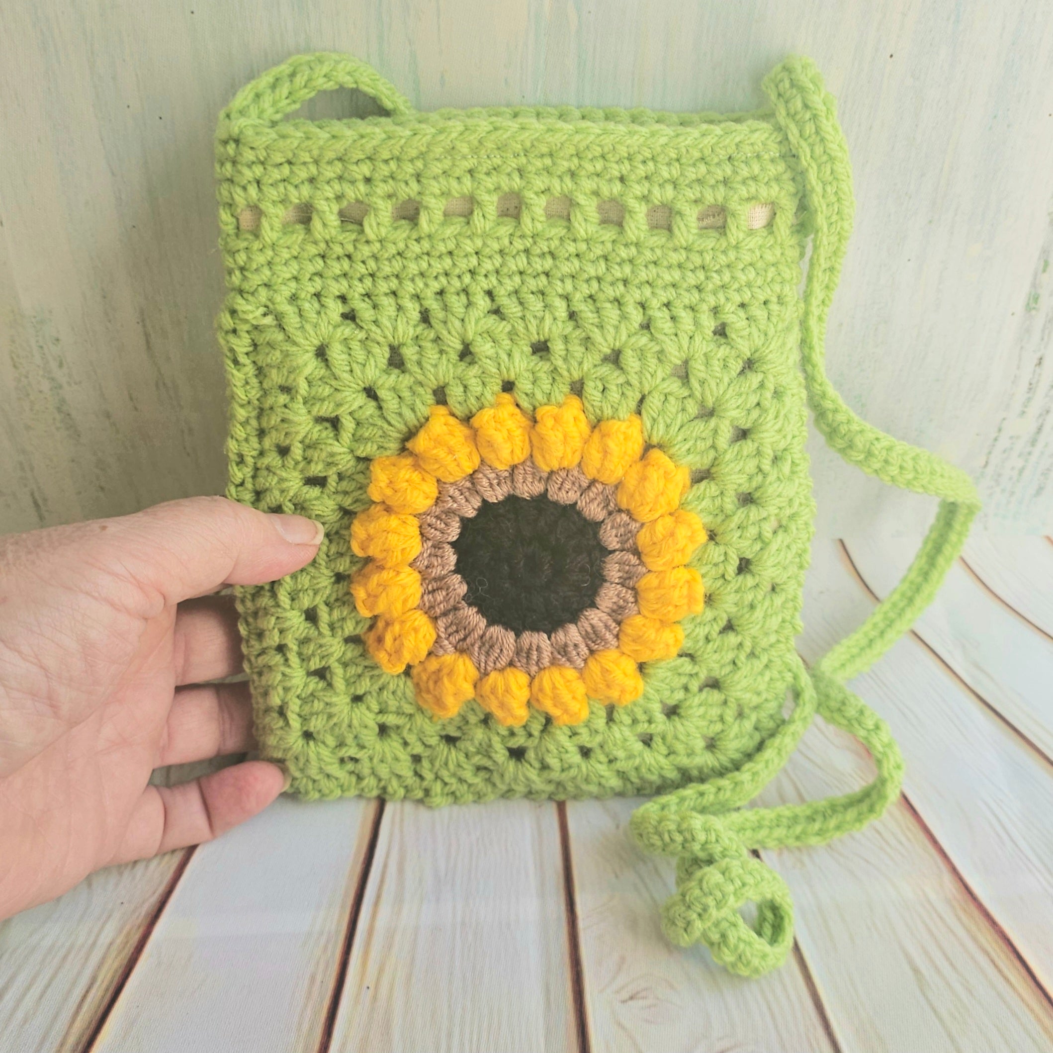 Crocheted Sunflower crossbody bag