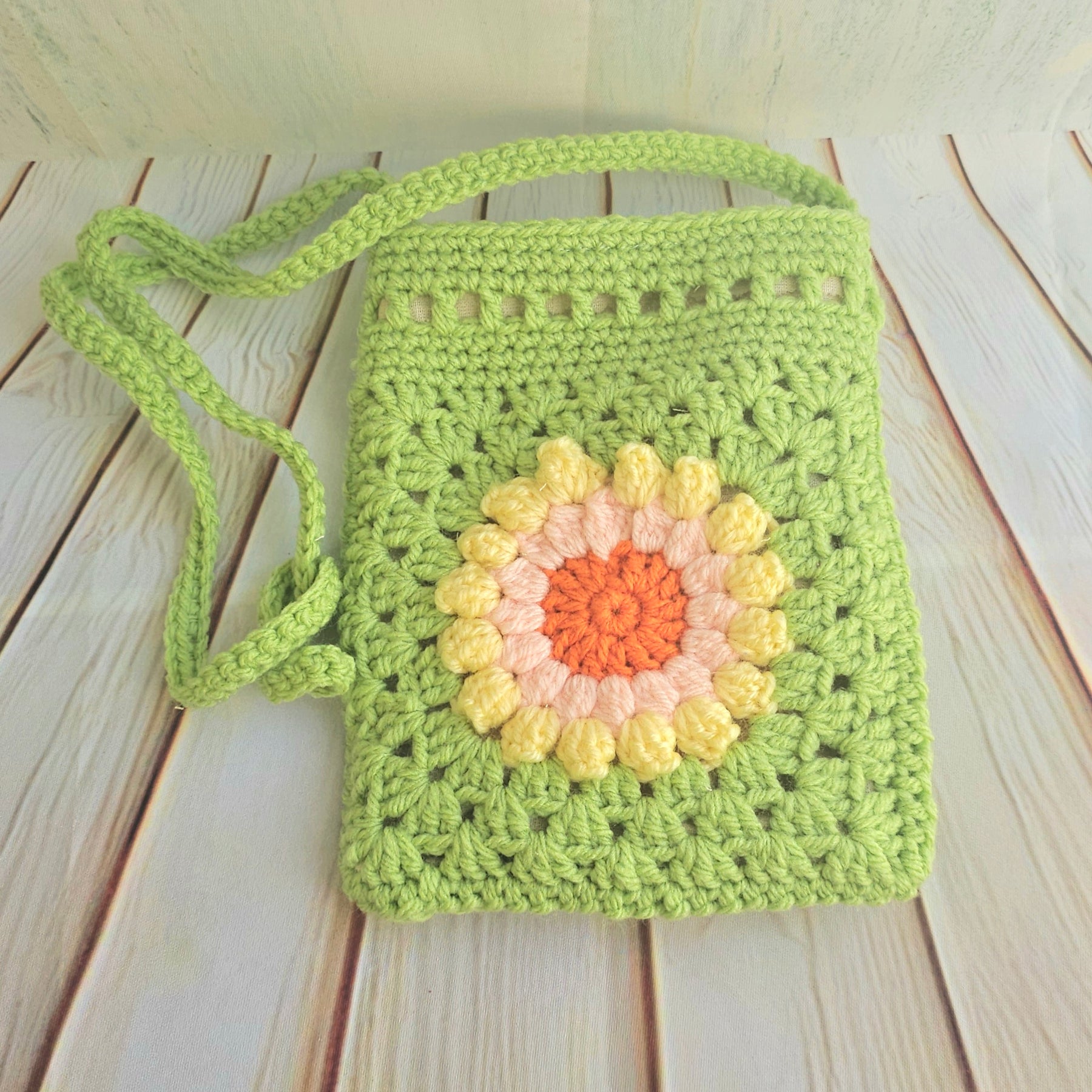 Crocheted Sunflower crossbody bag