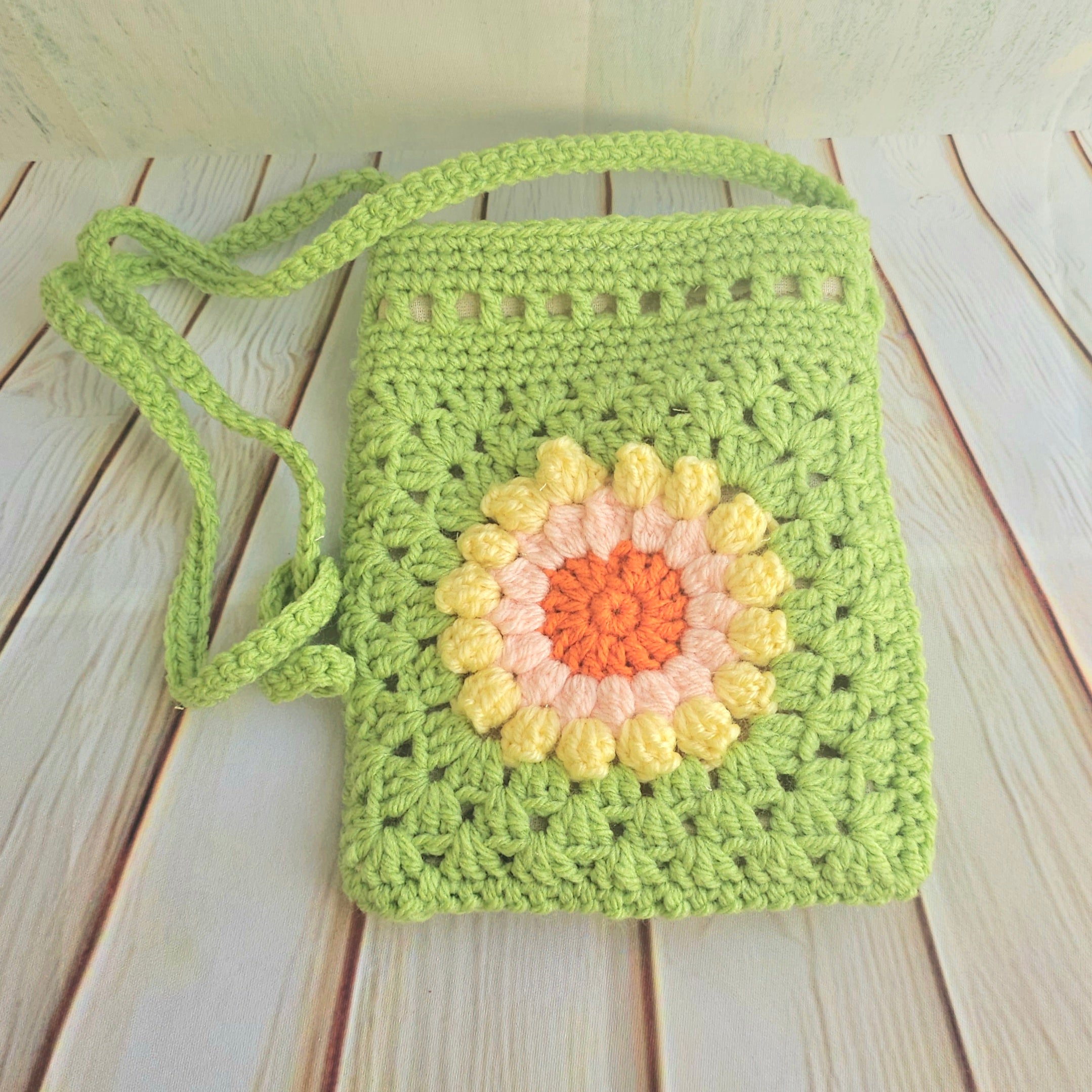 Crocheted Sunflower crossbody bag