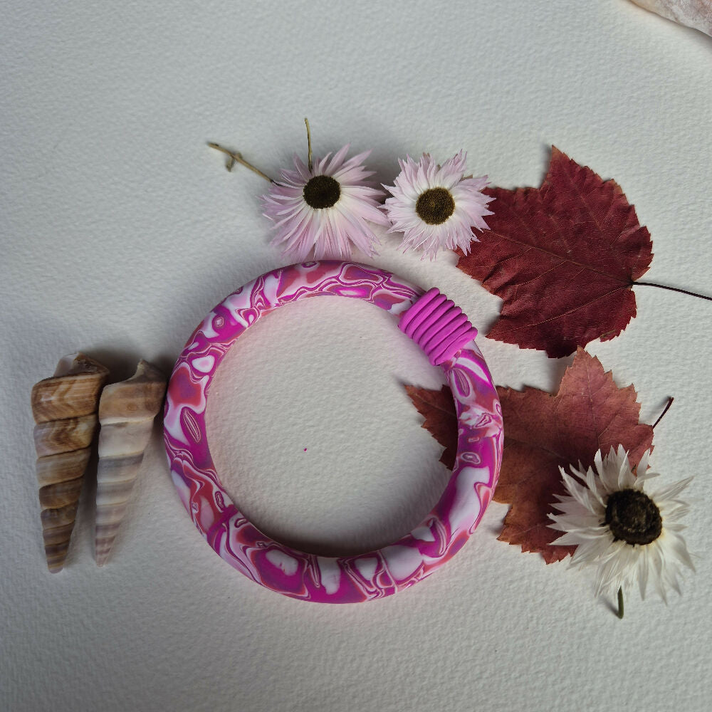 Pretty in Pink Hoop and Dangle Earrings and Bangle