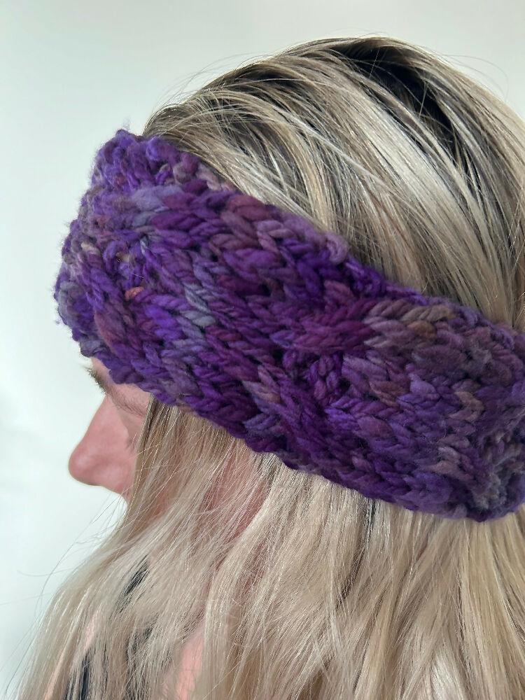 Deep Purple Hand Knitted Headband